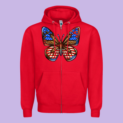 4th Of July Butterfly Zipper Hoodie Designed By Bundleandbundleshop