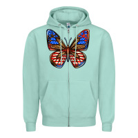 Seafoam 4th of july butterfly Zipper Hoodie - BundleAndBundleShop