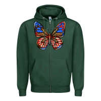 Sports Green 4th of july butterfly Zipper Hoodie - BundleAndBundleShop
