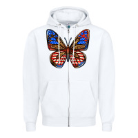 White 4th of july butterfly Zipper Hoodie - BundleAndBundleShop