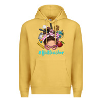 Antique Gold Best Teacher Messy Bun Bbs Premium Hoodie - BundleAndBundleShop