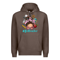 Coffee Best Teacher Messy Bun Bbs Premium Hoodie - BundleAndBundleShop