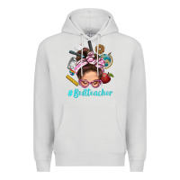 Dove Grey Best Teacher Messy Bun Bbs Premium Hoodie - BundleAndBundleShop