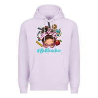 Lilac Best Teacher Messy Bun Bbs Premium Hoodie - BundleAndBundleShop