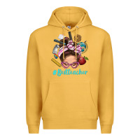 Mustard Best Teacher Messy Bun Bbs Premium Hoodie - BundleAndBundleShop