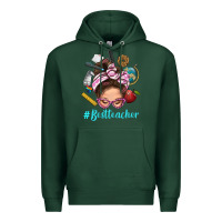 Sports Green Best Teacher Messy Bun Bbs Premium Hoodie - BundleAndBundleShop