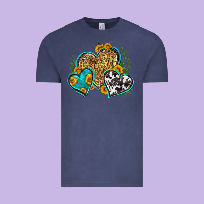Leopard Cowhide Hearts Vintage Tee Designed By Zillion Design Studio