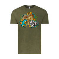 Vintage Olive leopard cowhide hearts Vintage Tee - Zillion Design Studio