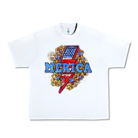 White Merica lightning bolt Urban Heavy Tee - Neo Western