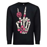 Black pink gemstone peace skeleton hand Premium Sweatshirt - MaliasSmallBusiness