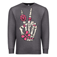 Charcoal Heather pink gemstone peace skeleton hand Premium Sweatshirt - MaliasSmallBusiness