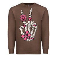 Chestnut pink gemstone peace skeleton hand Premium Sweatshirt - MaliasSmallBusiness
