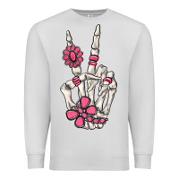 Dove Grey pink gemstone peace skeleton hand Premium Sweatshirt - MaliasSmallBusiness