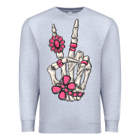 Heather Grey pink gemstone peace skeleton hand Premium Sweatshirt - MaliasSmallBusiness