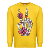Lemon pink gemstone peace skeleton hand Premium Sweatshirt - MaliasSmallBusiness