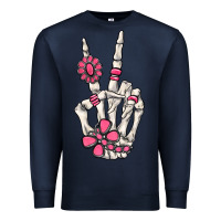 Navy pink gemstone peace skeleton hand Premium Sweatshirt - MaliasSmallBusiness