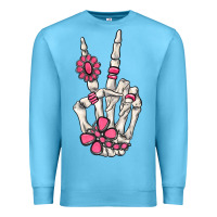 Ocean Blue pink gemstone peace skeleton hand Premium Sweatshirt - MaliasSmallBusiness