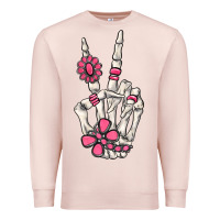 Pale Pink pink gemstone peace skeleton hand Premium Sweatshirt - MaliasSmallBusiness