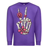 Purple pink gemstone peace skeleton hand Premium Sweatshirt - MaliasSmallBusiness