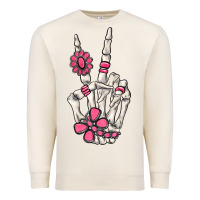 Sandshell pink gemstone peace skeleton hand Premium Sweatshirt - MaliasSmallBusiness