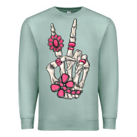 Seafoam pink gemstone peace skeleton hand Premium Sweatshirt - MaliasSmallBusiness