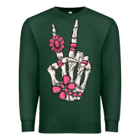 Sports Green pink gemstone peace skeleton hand Premium Sweatshirt - MaliasSmallBusiness