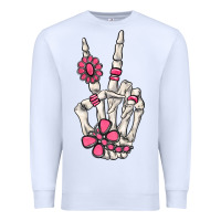 White pink gemstone peace skeleton hand Premium Sweatshirt - MaliasSmallBusiness