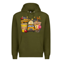 Army Green School Bus Coffee And Star Bbs Premium Hoodie - BundleAndBundleShop