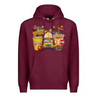 Burgundy School Bus Coffee And Star Bbs Premium Hoodie - BundleAndBundleShop