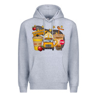 Heather Grey School Bus Coffee And Star Bbs Premium Hoodie - BundleAndBundleShop
