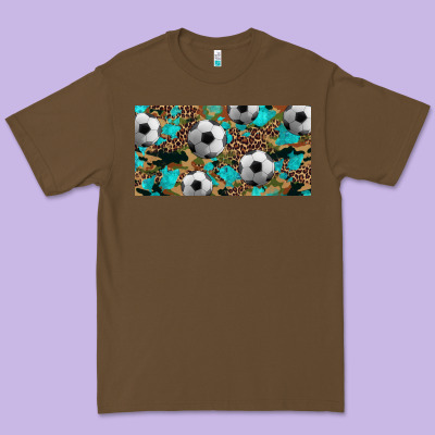 Western Leopard Camouflage Turquoise Soccer Licence Plate Template Premium Tee Designed By Artiststas