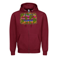 Burgundy cinco de mayo leopard frame Zipper Hoodie - Artiststas