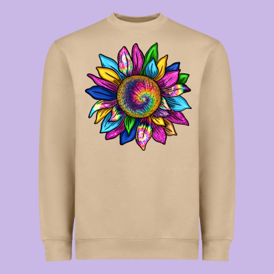 Tie Dye Sunflower Heavyweight Sweatshirt Designed By Texasbilliewilder