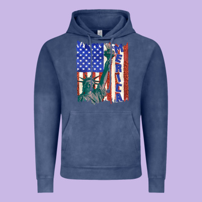Vintage Hoodie usa flag with statue of liberty