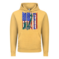 Vintage Mustard usa flag with statue of liberty Vintage Hoodie - texasbilliewilder