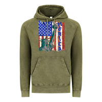 Vintage Olive usa flag with statue of liberty Vintage Hoodie - texasbilliewilder