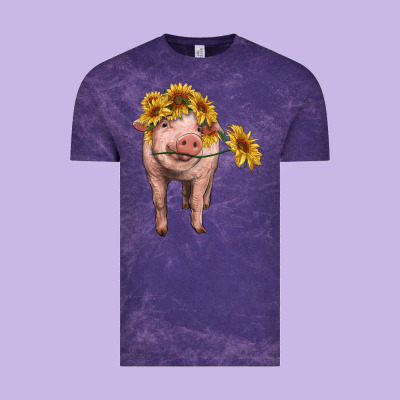 Pig With Sunflowers Vintage Tee Designed By Ranaportraitstore