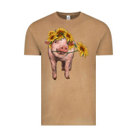 Vintage Camel pig with sunflowers Vintage Tee - RanaPortraitStore