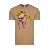 Vintage Coffee pig with sunflowers Vintage Tee - RanaPortraitStore