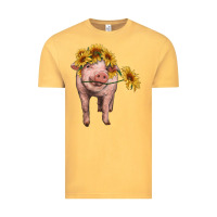 Vintage Mustard pig with sunflowers Vintage Tee - RanaPortraitStore
