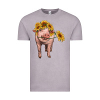 Vintage Zinc pig with sunflowers Vintage Tee - RanaPortraitStore