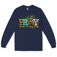 Navy pray more worry less with church Long Sleeve Tee - AdoDesignShop