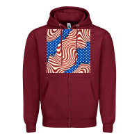 Burgundy american flag seamless pattern Zipper Hoodie - BundleAndBundleShop