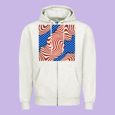 American Flag Seamless Pattern Zipper Hoodie Designed By Bundleandbundleshop