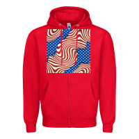 Red american flag seamless pattern Zipper Hoodie - BundleAndBundleShop