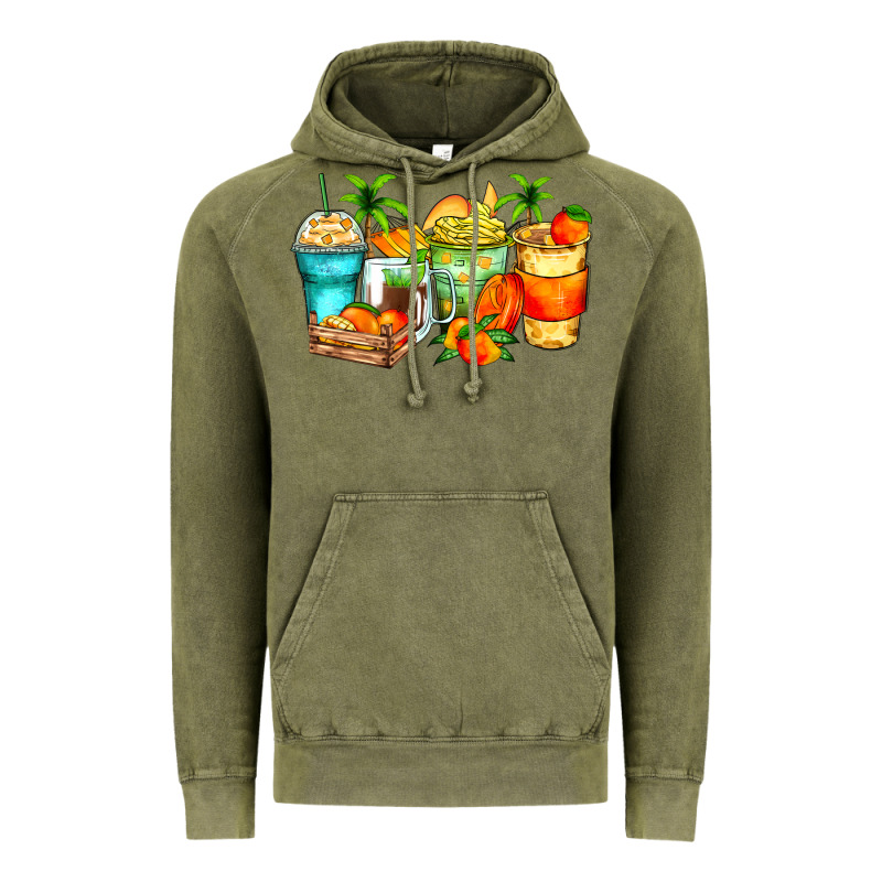 Mango Farm Fresh Coffee Cups Vintage Hoodie by Zillion Design Studio | Teevron