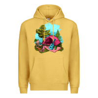 Antique Gold Glamping Camp And Pink Tent Premium Hoodie - BundleAndBundleShop