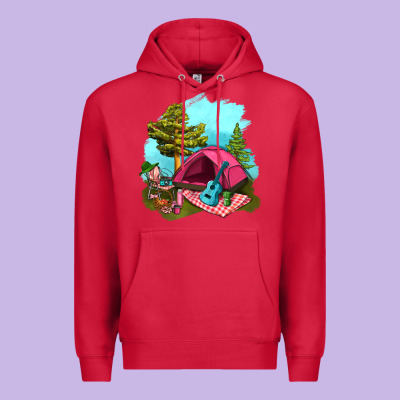 Glamping Camp And Pink Tent Premium Hoodie Designed By Bundleandbundleshop
