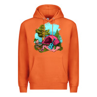 Carrot Glamping Camp And Pink Tent Premium Hoodie - BundleAndBundleShop