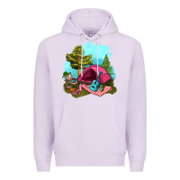 Lilac Glamping Camp And Pink Tent Premium Hoodie - BundleAndBundleShop